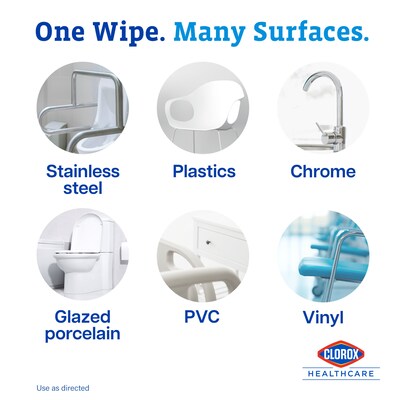 Clorox Healthcare Hydrogen Peroxide Cleaner Disinfectant Wipes, 185 Wipes/Container, 2/Carton (30826)