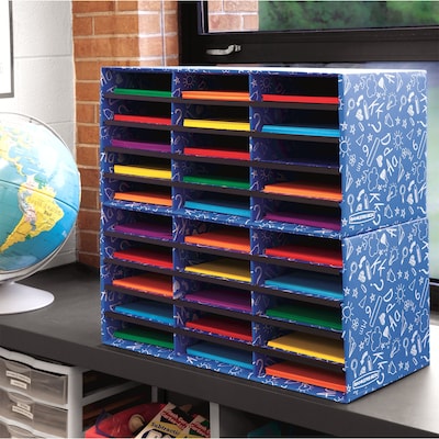 Bankers Box Classroom collection, 30-Compartment Literature Organizers, 28.5" x 12.375", Blue (3384401)
