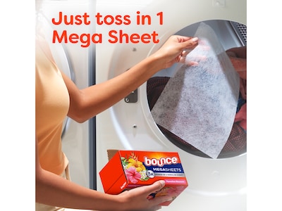 Bounce Mega Dryer Sheets, Paradise Blossom Scent, 130 Sheets/Pack (05151)