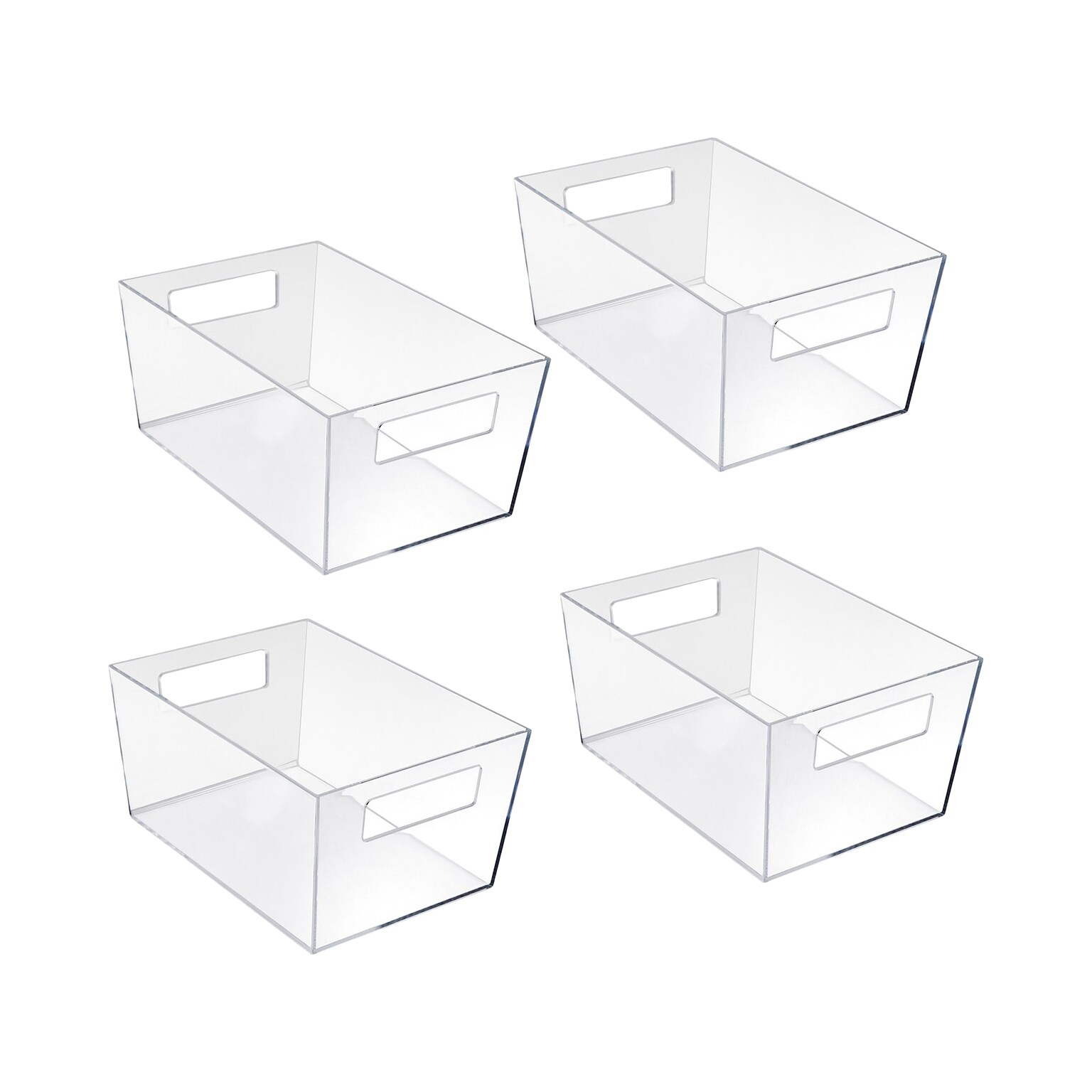 Azar Large Open Lid Storage Tote, Clear, 4/Pack (556237)