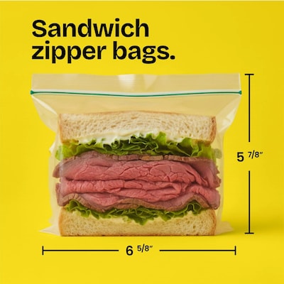 Glad Double Zipper Sandwich Bag, 50 Bags/Box (57263)