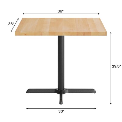 Flash Furniture Bennett Square Shaped Wooden Commercial Indoor Table, 36" x 36", Natural Top/Black Base (GSFSQ36NTT3030)