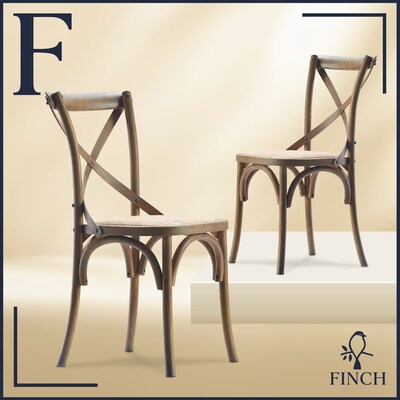 Finch Elmhurst Cross Back Dining Chair, Rattan, 2/Set (CHR10071B)