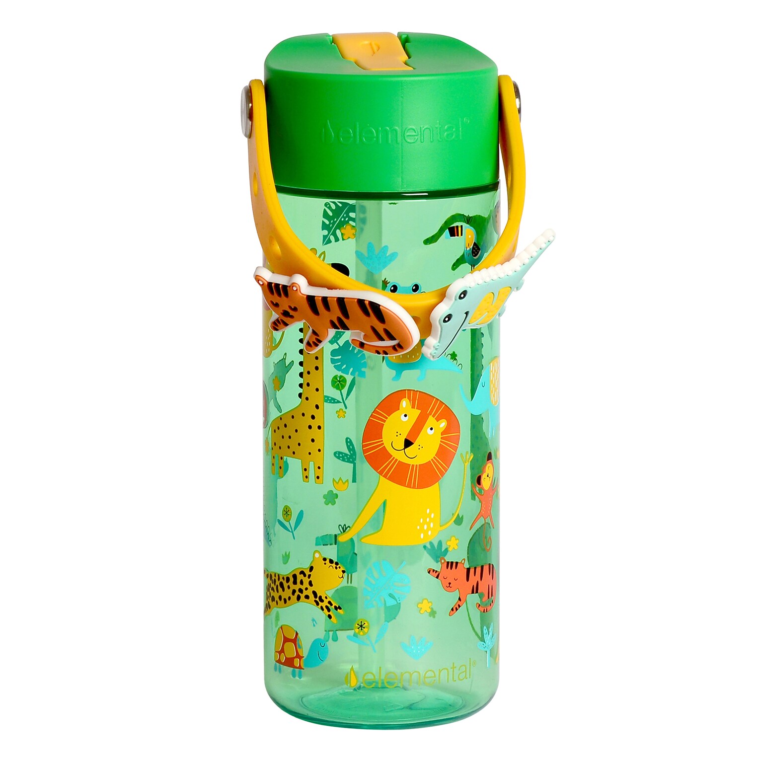 Elemental Splash Charm Plastic Water Bottle, 18 oz., Jungle Friends (EMLETR18JF59C)