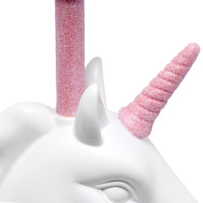 Creekwood Home Whimsilux 15.5" LED Table Lamp, White/ Pink Glitter (CWT-2023-PN-LB)