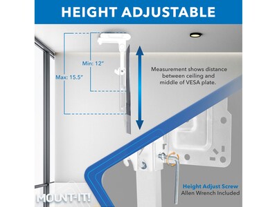 Mount-It! Tilt and Swivel Flip-down Ceiling TV Mount, 44 lbs. Max. (MI-4225WHT)
