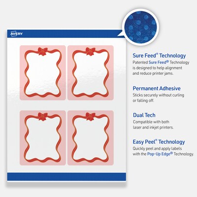 Avery Rectangle Multipurpose Labels, 4" x 3-1/3", White, 40/Pack (19479370574)