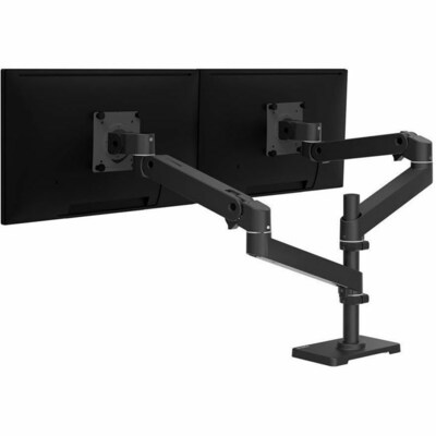 Ergotron LX Pro Adjustable Dual Monitor Desk Mount Arm, Up to 27", Black (45-690-292)