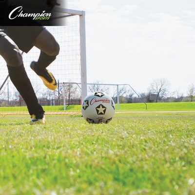 Champions Water-Resistant Rubber-Covered Sports Ball, White/Black, Size 5 Soccer Ball