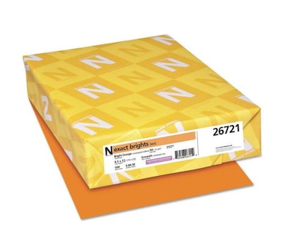 Exact Brights Colored Paper, 20 lbs., 8.5 x 11, Bright Orange, 500 Sheets/Pack (WAU26721)