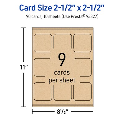 Avery Business Cards, 2-1/2" x 2-1/2", Matte Kraft Brown, 90/Pack (95327)