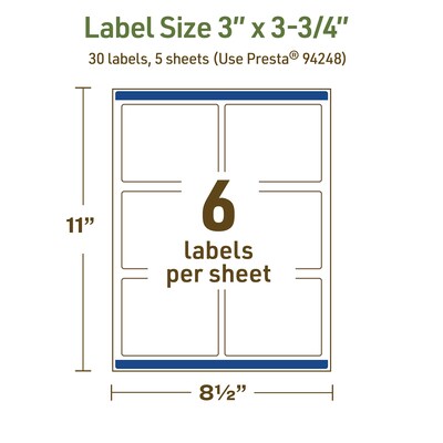 Avery Dissolvable Rectangle Multipurpose Labels, 3" x 3.75", Off-white, 30/Pack (94248)