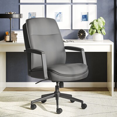 Thomasville Furniture Upton Ergonomic Bonded Leather Swivel Manager Chair, Gray (51421-GRY)
