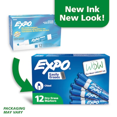 Expo Tank Dry Erase Markers, Chisel Tip, Blue, 12/Pack (80003)