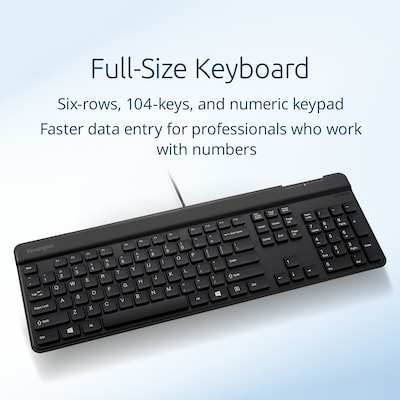 Kensington KB201C Simple Solutions Wired Keyboard with Smart Card Reader, Black (K75454TAA)
