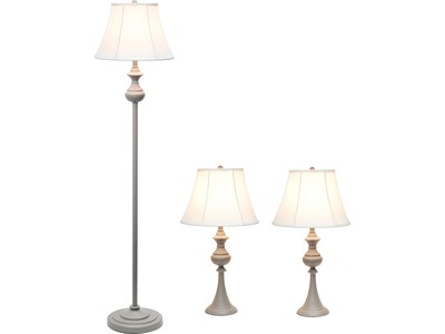 Lalia Home Perennial 60"/26" Gray Three-Piece Floor/Table Lamp Set with Bell Shades (LHS-1007-GY)