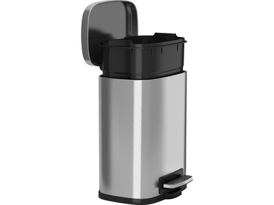 HLS Commercial Stainless Steel Trash Can with Hinged Lid, 1.32-Gallon, Silver (HLSS01RFR)