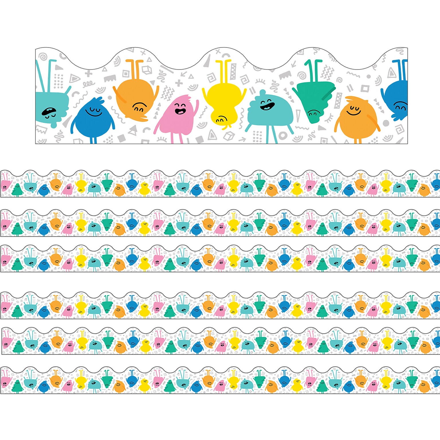 Carson Dellosa Education Scalloped Border, 2-1/4x 3, Happy Friends, 6/Bundle (CD-108477-6)
