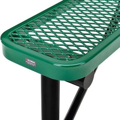 Global Industrial 4' Outdoor Steel Flat Bench, Expanded Metal, Green (695741GN)