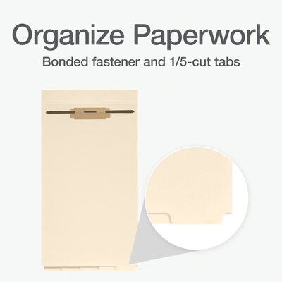 Pendaflex Filing Dividers with Bonded Fastener, Bottom 1/5-Cut Tabs, Legal Size, Manila, 50/Pack (1007068)