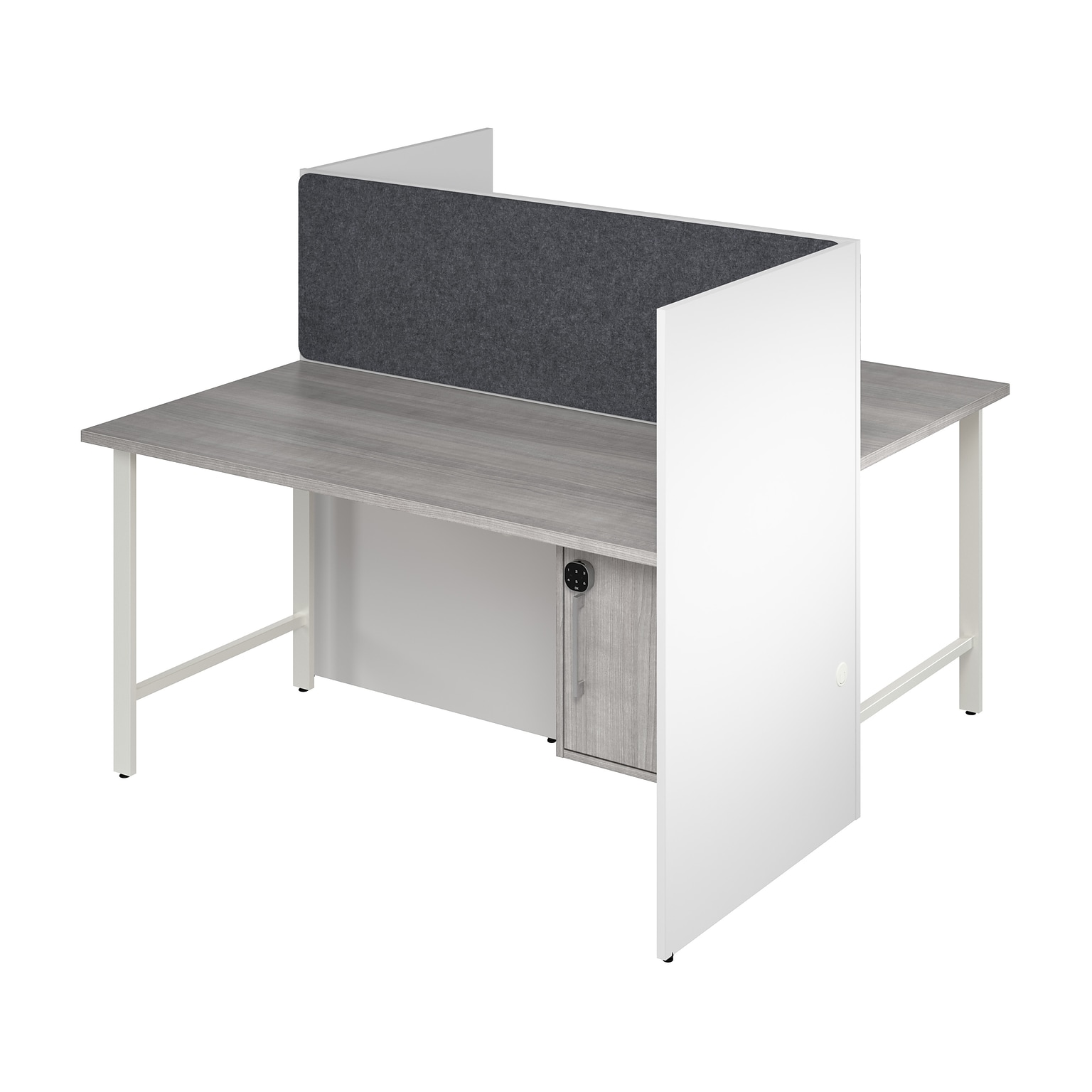 Bush Business Furniture Hustle 60W 2 Person Back to Back Cubicle Panel Workstation, White/Platinum Gray (HUS023WHPG)