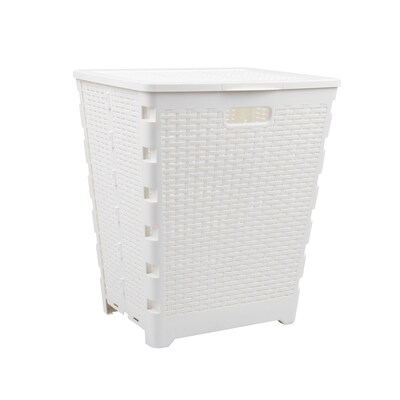 Mind Reader Foldable Plastic Laundry Hamper with Lid, White (FOLHAMP61-WHT)