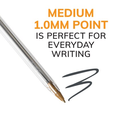 BIC Cristal Xtra Smooth Ballpoint Pen, Medium Point, Black Ink, 24/Box, 6 Boxes/Pack (MS144E-BLK)
