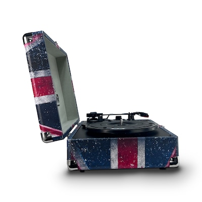 Victor Metro Plus Bluetooth Suitcase Turntable 3-Speed Vinyl Record Player with Speakers, Union Jack (VSRP-850B-UK)