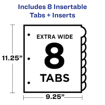 Avery Style Edge Insertable Plastic Dividers with Pocket, 8 Tabs, Multicolored (11293)