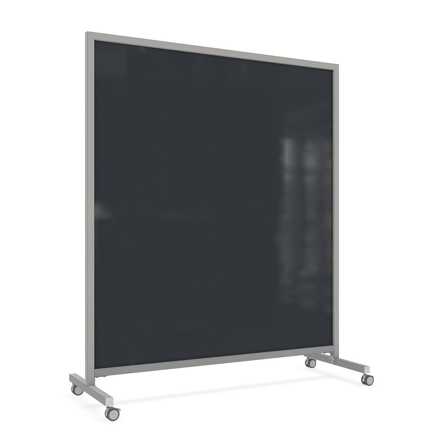 Ghent EZ Glass Mobile Dry-Erase Whiteboard, Aluminum Frame, 75H x 62W, Black (EZ1NA7562BK)