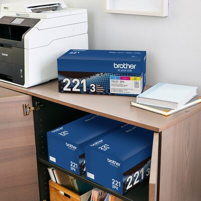 Brother TN-221 Cyan/Magenta/Yellow Standard Yield Toner Cartridge, 3/Pack  (TN2213PK)