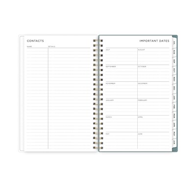 2025-2026 Blue Sky Splatter Dot 5" x 8" Academic Year Weekly & Monthly Planner, Plastic Cover, Jade/Gold (149044-A26)