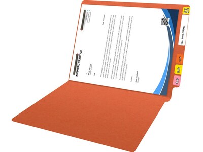 Medical Arts Press Reinforced End Tab File Folder, Straight Cut, Letter-Size, Orange, 50/Box (S-01601-ORG)
