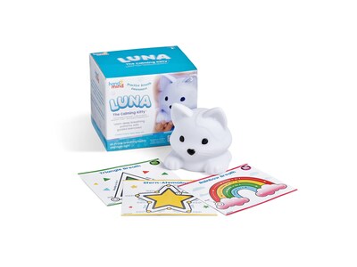 hand2mind Luna the Calming Kitty Breathing Awareness Toy, White (95384)