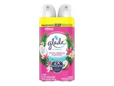 Glade Air Freshener Aerosol, Exotic Tropical Blossoms Scent, 8.3 Oz., 2/Pack (346580)