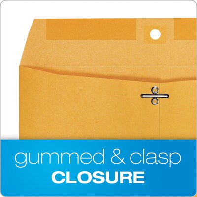 Quality Park Clasp & Moistenable Glue Kraft Catalog Envelopes, 10" x 13", Brown Kraft, 100/Box (QUA37897)