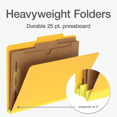 Pendaflex Heavy Duty Classification Folder, 2-Dividers, 2" Expansion, Letter Size, Yellow, 10/Box (1006942)