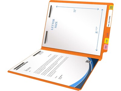Medical Arts Press Heavy-Duty End Tab File Folder, Straight Cut, Letter-Size, Orange, 40/Box (S-09459-ORG)