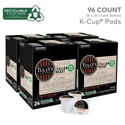 Tullys Italian Roast Coffee Keurig® K-Cup® Pods, Dark Roast, 96/Carton (700288)