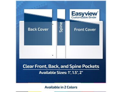 Davis Group Easyview Premium 2" 3-Ring View Binders, D-Ring, White, 2/Pack (8603-00-02)