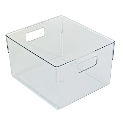 Azar Small Plastic Storage Bin with Handles, 5.12" x 7.75"x 6.25", Clear, 4/Pack (556742-4PK)