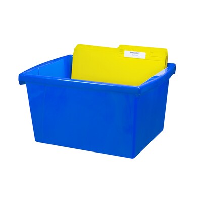 Storex Polypropylene/PP 4 Gallon Classroom Storage Bin, 7.9" x 11.3" x 13.6", Blue, 3/Bundle (STX61451U06C-3)