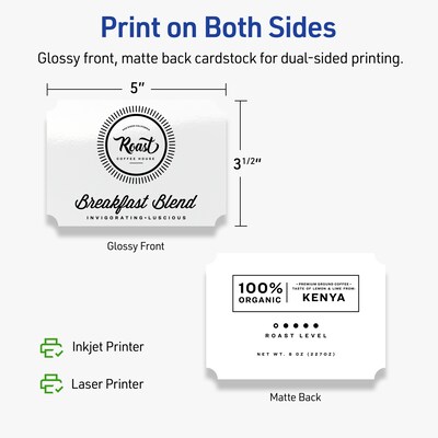 Avery Integrated Cards, 3.5" x 5", Glossy White, 200/Box  (95340)