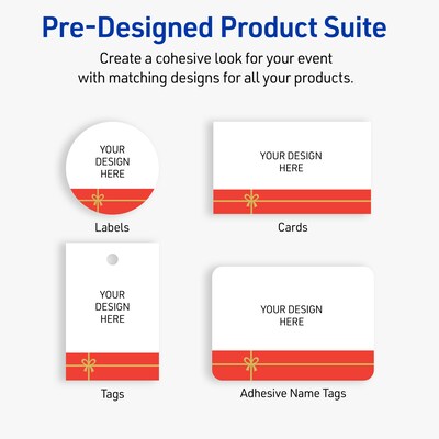 Avery Gold-Red Gift Matte Blank Card, White, 80/Pack (S00-FG4)