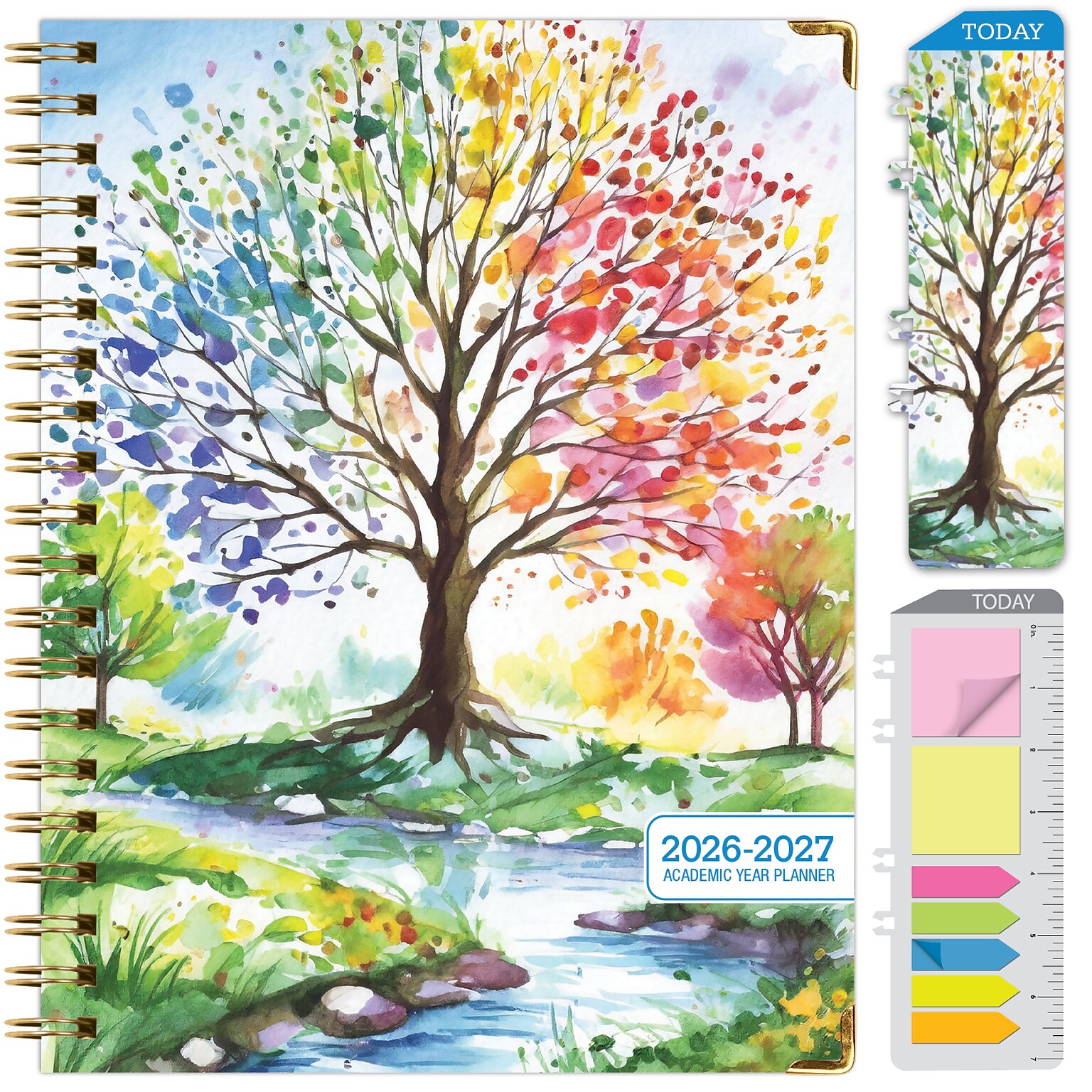 2026-2027 Excello Brands 8.5 x 11 Academic Weekly & Monthly Planner, Paperboard Cover, Tree Seasons (FSHN-AY26-8511-20)