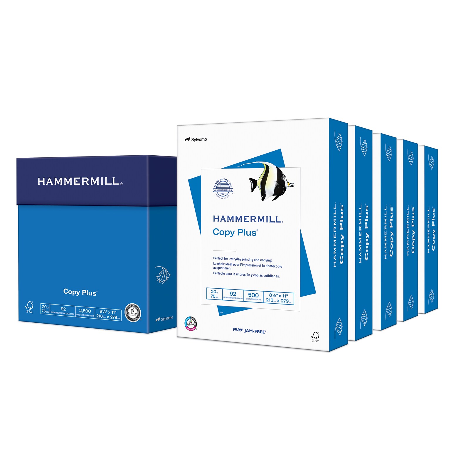Hammermill Copy Plus 8.5 x 11 Copy Paper, 20 lbs., 92 Brightness, 2500 Sheets/Carton (105650)