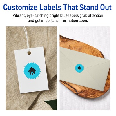 Avery Printable Burst Multipurpose Labels, 1", Bright Blue, 3840/Box (94606)