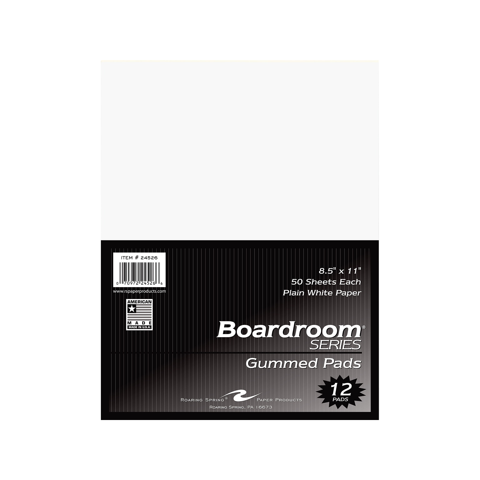 Roaring Spring Paper Products Boardroom Notepad, 8.5 x 11, White, 50 Sheets/Pad, 12 Pads/Pack, 6 Packs/Carton (24526)
