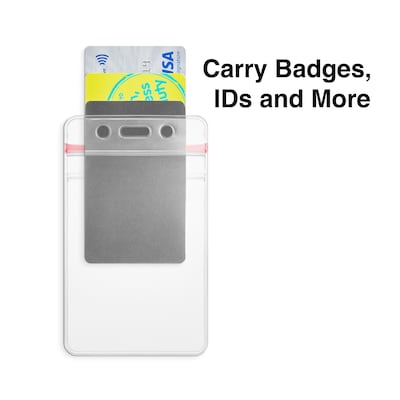 Staples Vertical Sealable ID Badge Holders, 5" x 3", Vinyl, Clear, 50/Pack (51923)