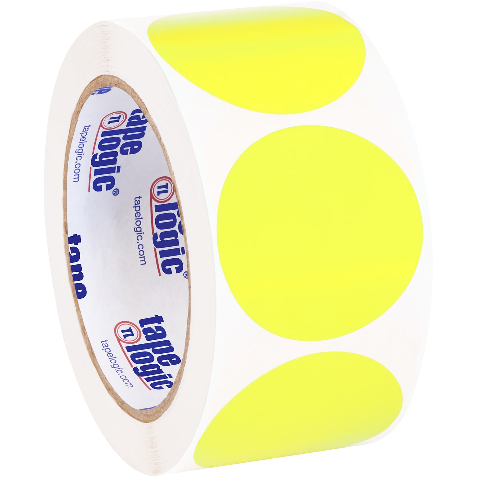 Tape Logic Inventory Circle Labels, 2, Fluorescent Yellow, 500/Roll (DL613L)